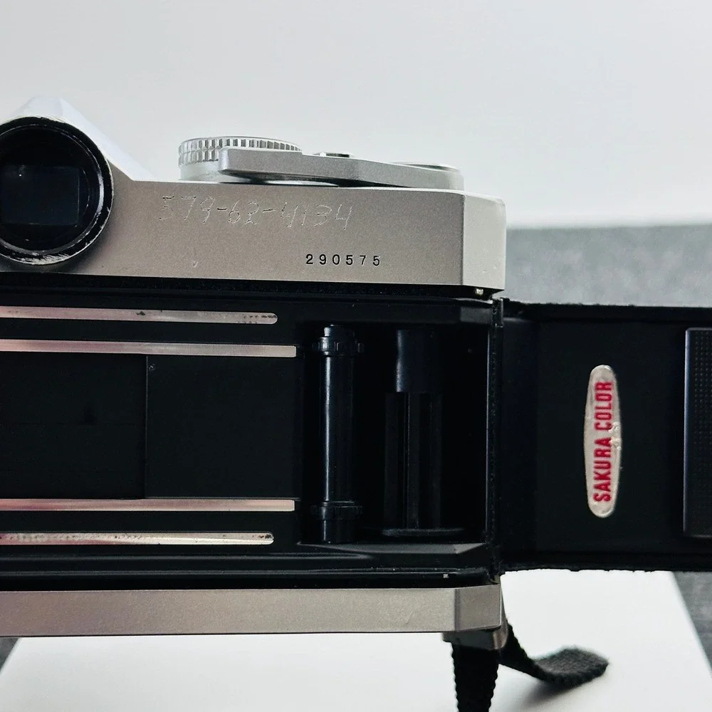 Konica Autoreflex T 35mm SLR Film Camera with Soligor Lens Silver Black UNTESTED
